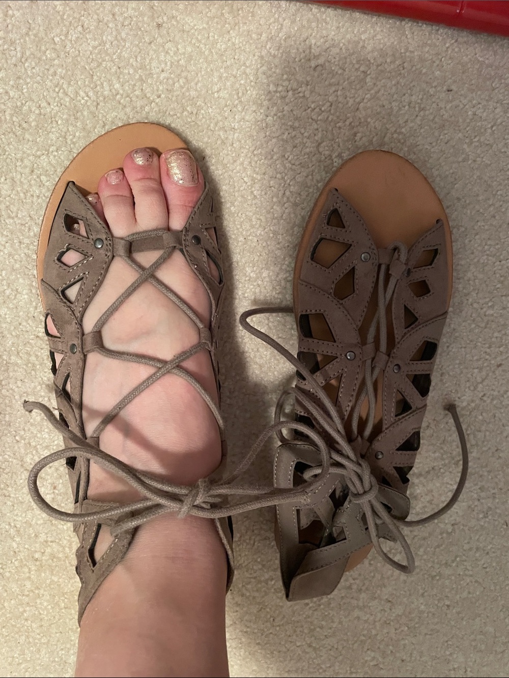 Mossimo Supply Co. Taupe Lace-Up Cutout Gladiator Sandals
